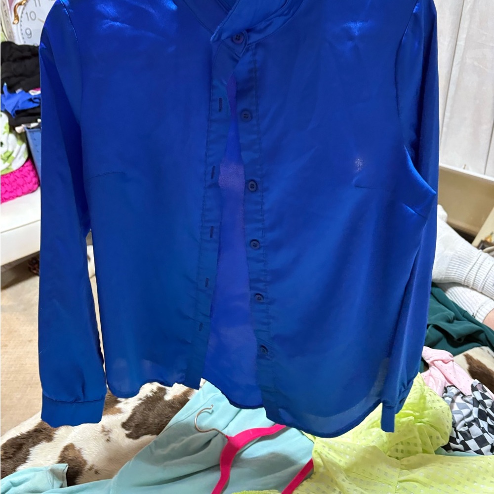 Women’s Blue Button-Up Shirt